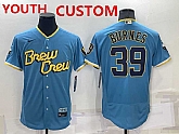 Youth Milwaukee Brewers Custom Blue 2022 City Connect Flex Base Stitched Jersey,baseball caps,new era cap wholesale,wholesale hats